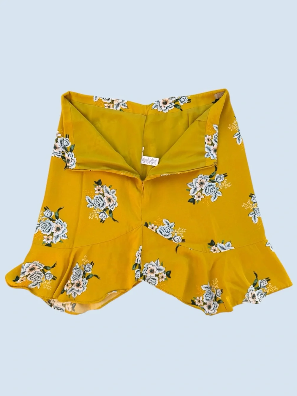 Ann Taylor LOFT Yellow Bouquet Floral Flounce Ruffle Hem Mini Skirt ~ Women’s 4